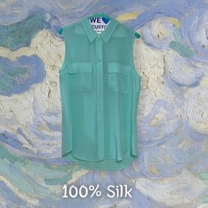 Equipment silk blouse in pretty minty green color  size M